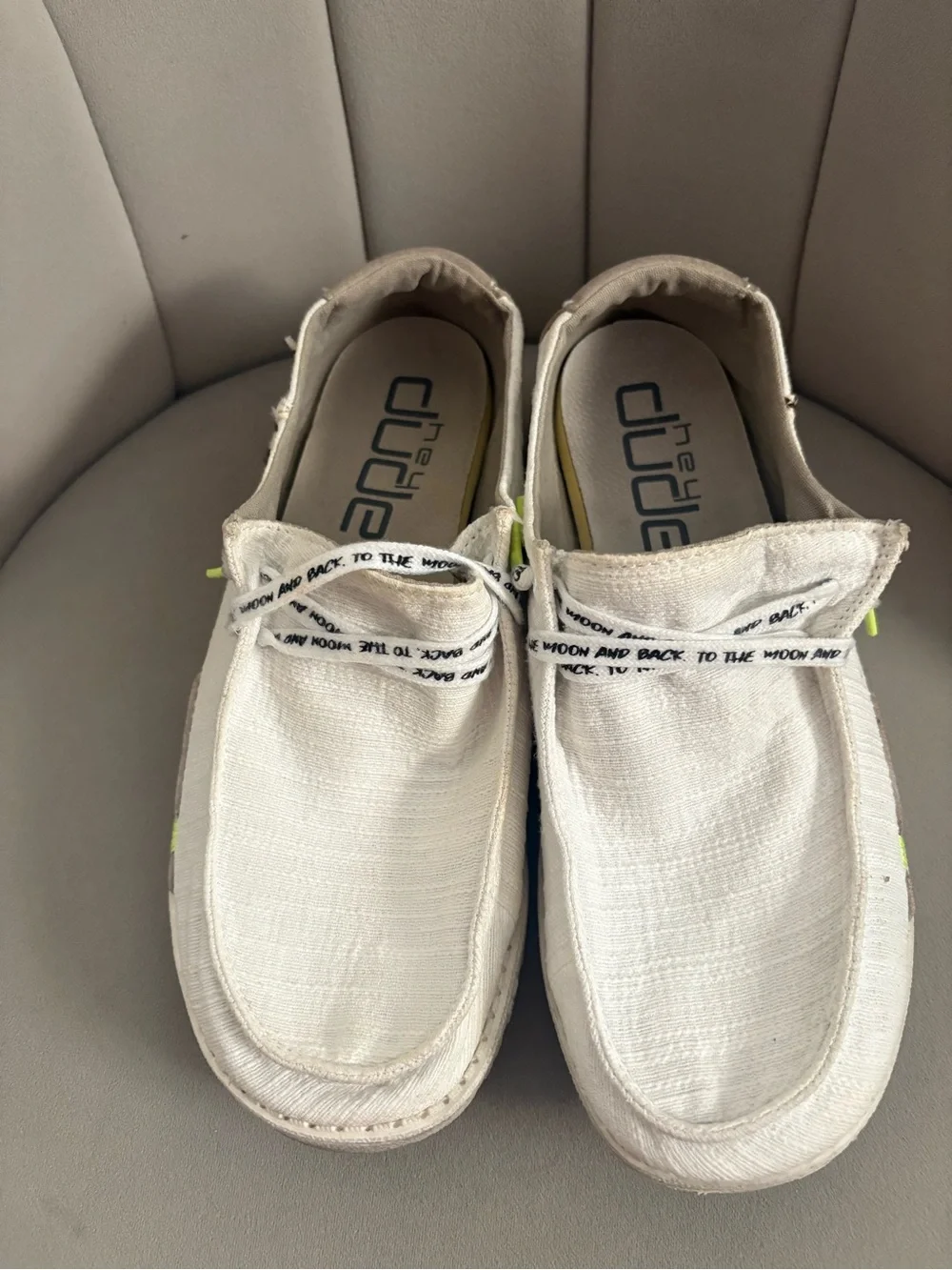 Hey Dude Wendy Star White Slip-On Shoe in Beige with Yellow Trim